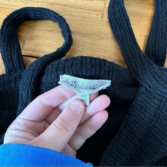 Madewell Texture & Thread Black Stretch Knit Waist Tie Tank Top Size XS - Picture 3 of 6
